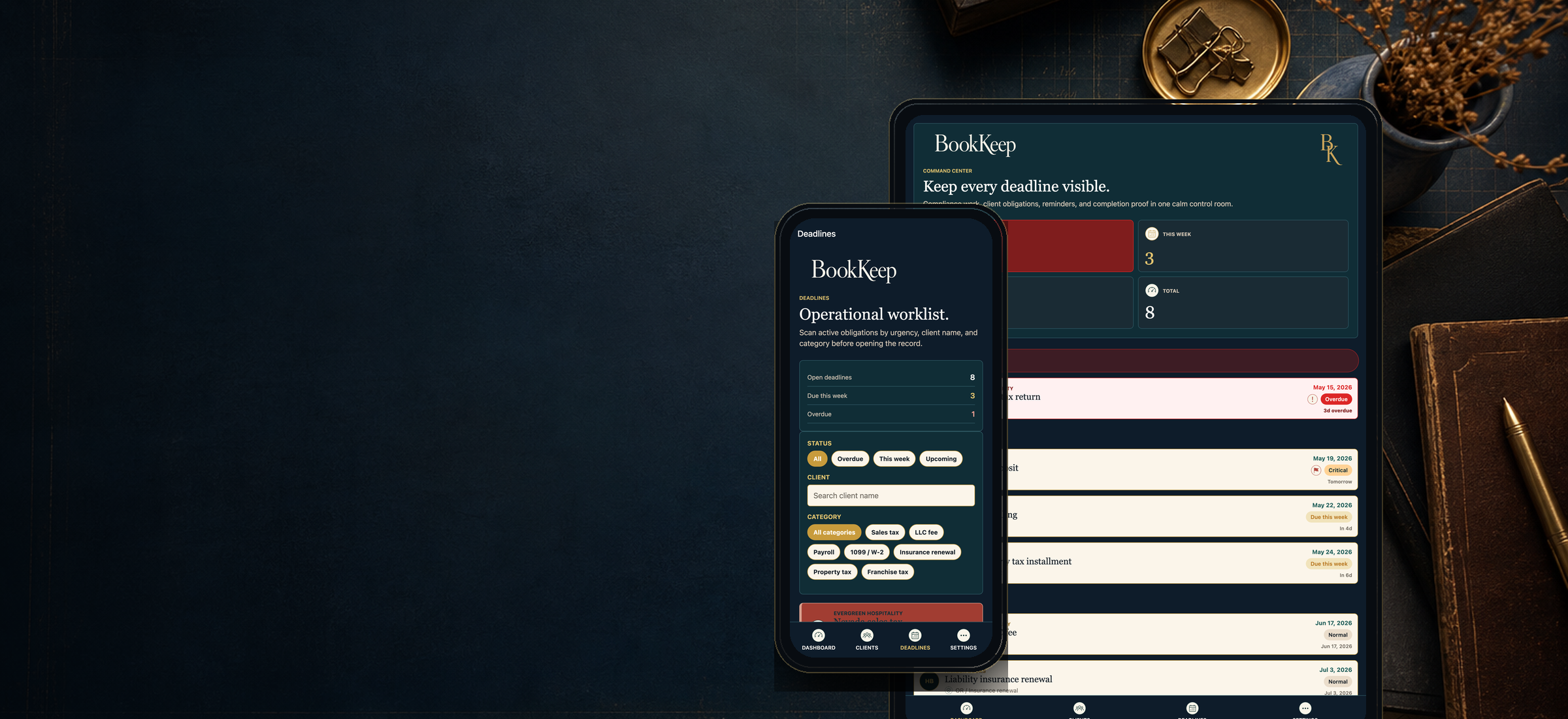 BookKeep app screenshots arranged as a product hero